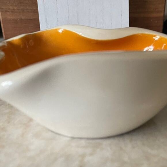 Vintage Bonwit Teller pottery dish ashtray orange and white France - Picture 5 of 12